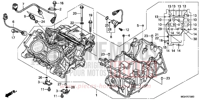 CARTER MOTEUR (VFR1200X/XA/XL) de VFR1200X "Crosstourer" Méca PEARL GLARE WHITE (NHB53B) 2015